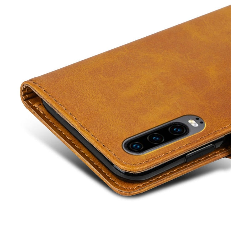 For Huawei P30 Calfskin Texture Horizontal Flip Leather Case with Holder & Card Slots