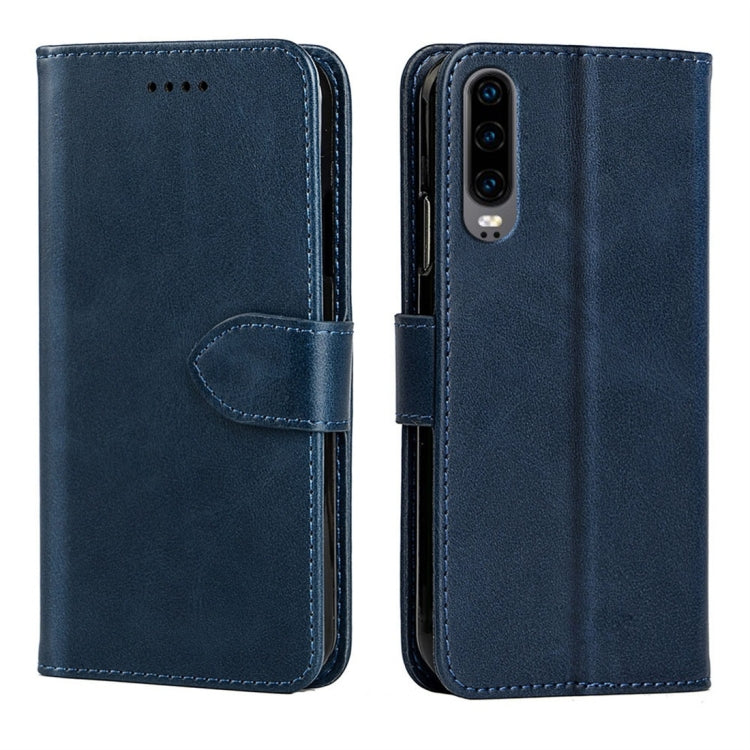 For Huawei P30 Calfskin Texture Horizontal Flip Leather Case with Holder & Card Slots