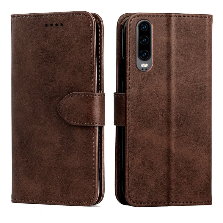 For Huawei P30 Calfskin Texture Horizontal Flip Leather Case with Holder & Card Slots