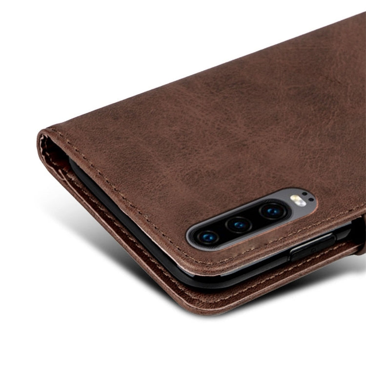 For Huawei P30 Calfskin Texture Horizontal Flip Leather Case with Holder & Card Slots