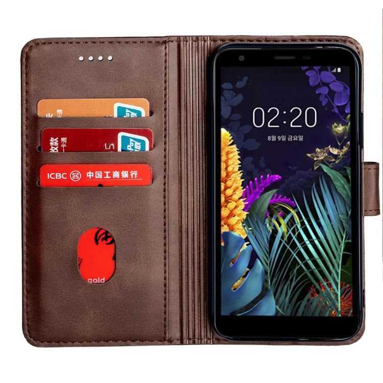 For LG K30 Calfskin Texture Horizontal Flip Leather Case with Holder & Card Slots