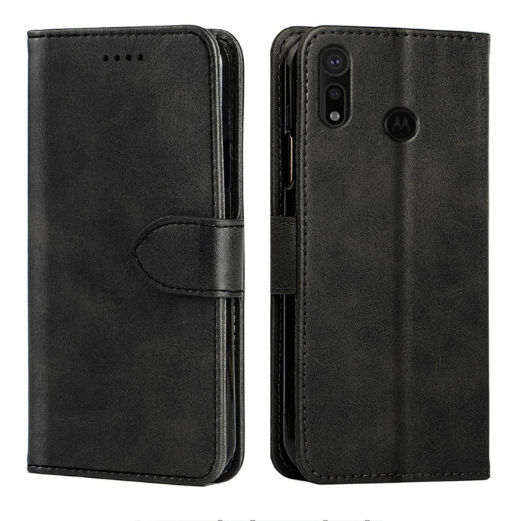 For Motorola Moto P40 Calfskin Texture Horizontal Flip Leather Case with Holder & Card Slots