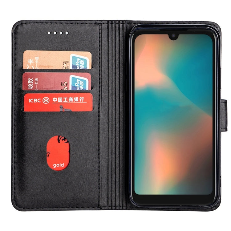 For Motorola Moto P40 Calfskin Texture Horizontal Flip Leather Case with Holder & Card Slots