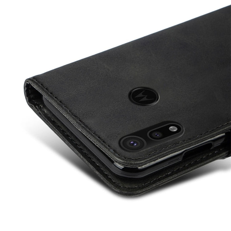 For Motorola Moto P40 Calfskin Texture Horizontal Flip Leather Case with Holder & Card Slots
