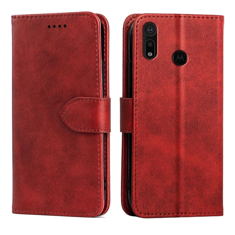 For Motorola Moto P40 Calfskin Texture Horizontal Flip Leather Case with Holder & Card Slots