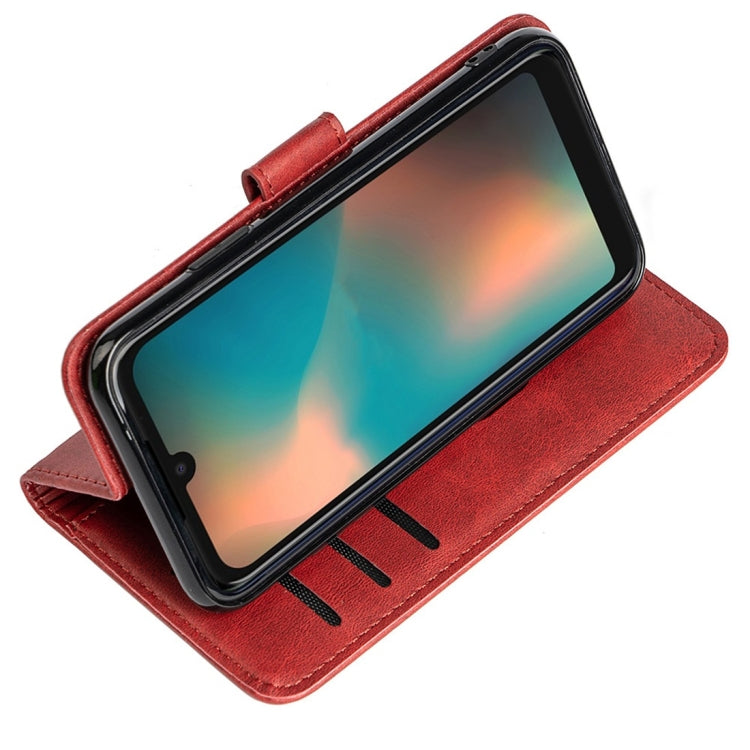 For Motorola Moto P40 Calfskin Texture Horizontal Flip Leather Case with Holder & Card Slots