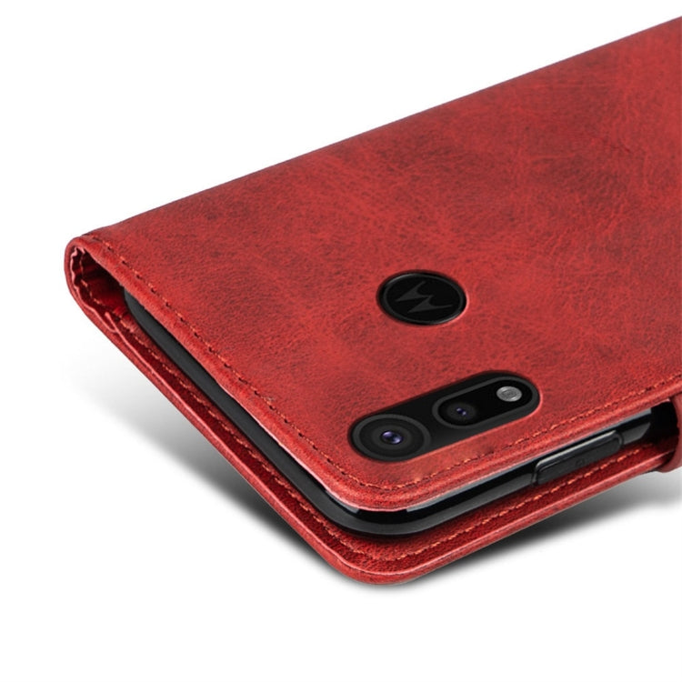 For Motorola Moto P40 Calfskin Texture Horizontal Flip Leather Case with Holder & Card Slots