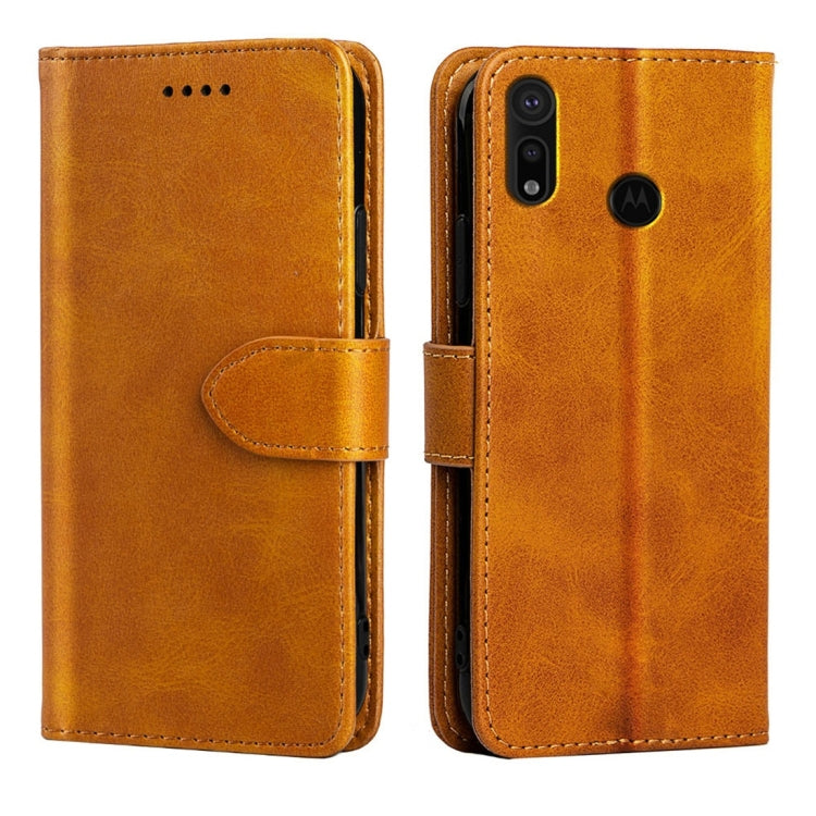 For Motorola Moto P40 Calfskin Texture Horizontal Flip Leather Case with Holder & Card Slots