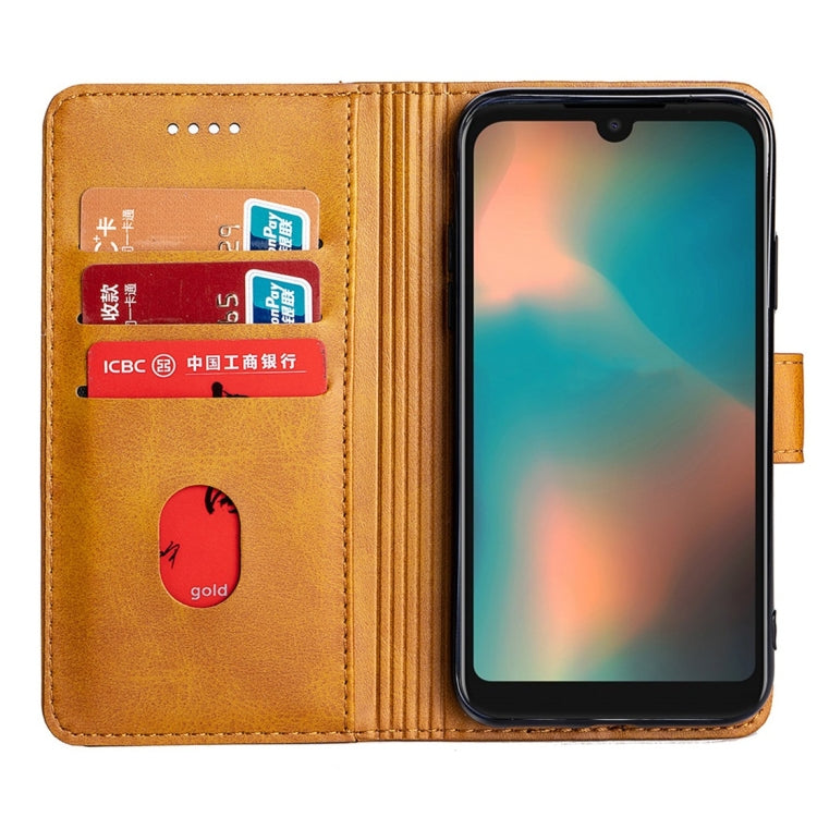 For Motorola Moto P40 Calfskin Texture Horizontal Flip Leather Case with Holder & Card Slots