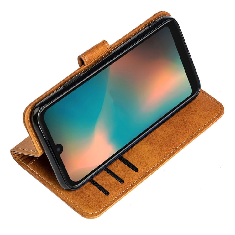 For Motorola Moto P40 Calfskin Texture Horizontal Flip Leather Case with Holder & Card Slots