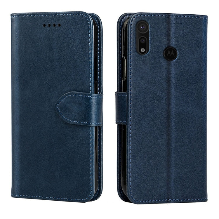 For Motorola Moto P40 Calfskin Texture Horizontal Flip Leather Case with Holder & Card Slots