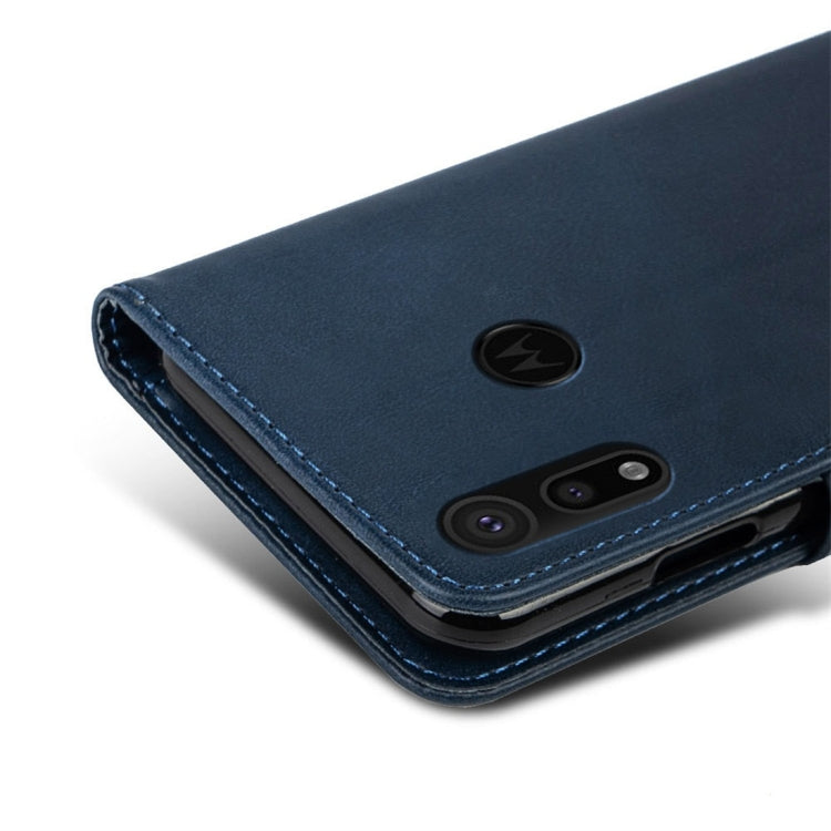 For Motorola Moto P40 Calfskin Texture Horizontal Flip Leather Case with Holder & Card Slots