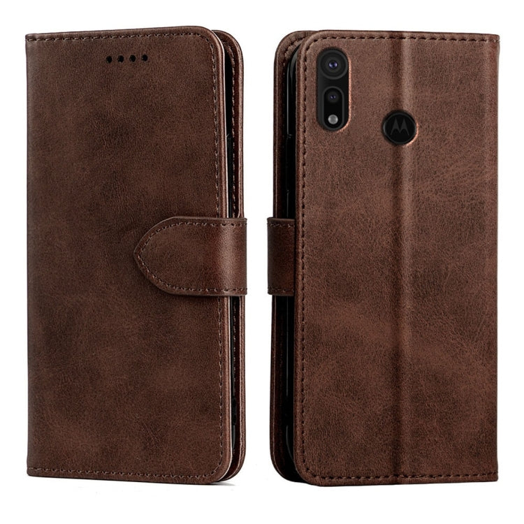 For Motorola Moto P40 Calfskin Texture Horizontal Flip Leather Case with Holder & Card Slots