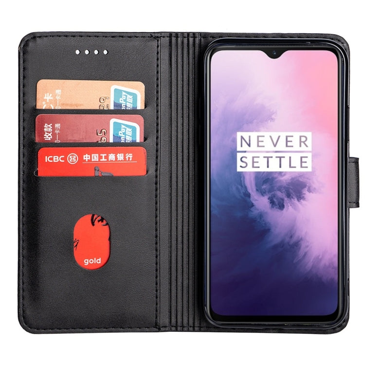 For OnePlus 7 Calfskin Texture Horizontal Flip Leather Case with Holder & Card Slots