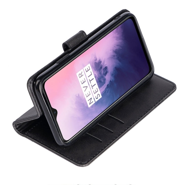 For OnePlus 7 Calfskin Texture Horizontal Flip Leather Case with Holder & Card Slots