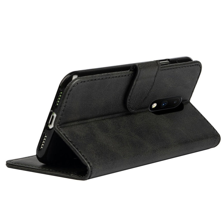 For OnePlus 7 Calfskin Texture Horizontal Flip Leather Case with Holder & Card Slots