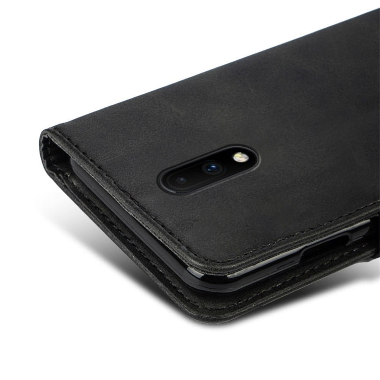For OnePlus 7 Calfskin Texture Horizontal Flip Leather Case with Holder & Card Slots