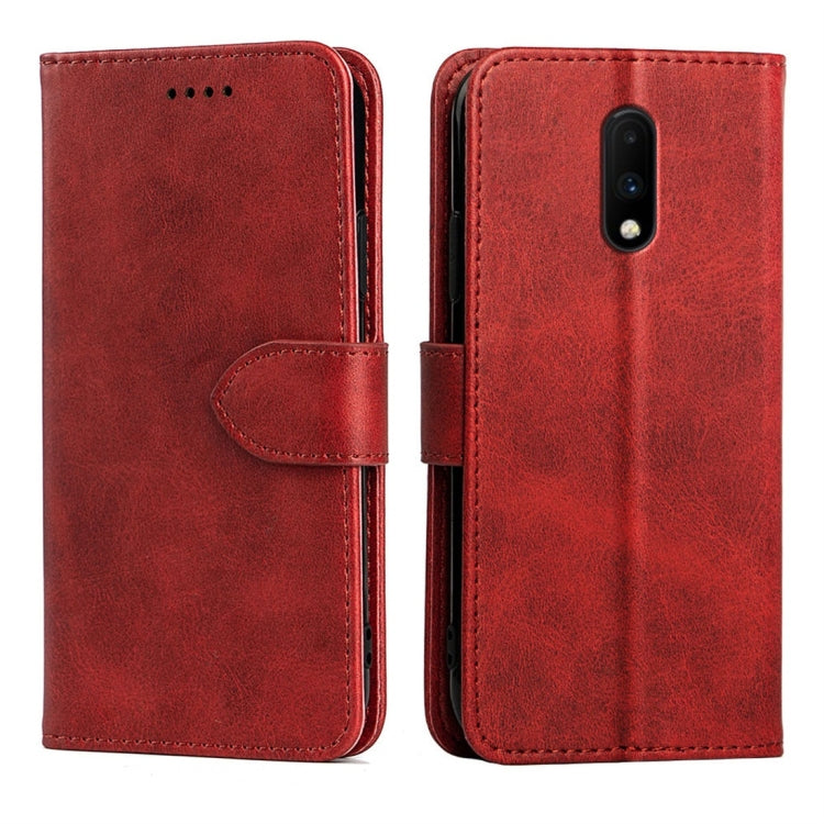For OnePlus 7 Calfskin Texture Horizontal Flip Leather Case with Holder & Card Slots