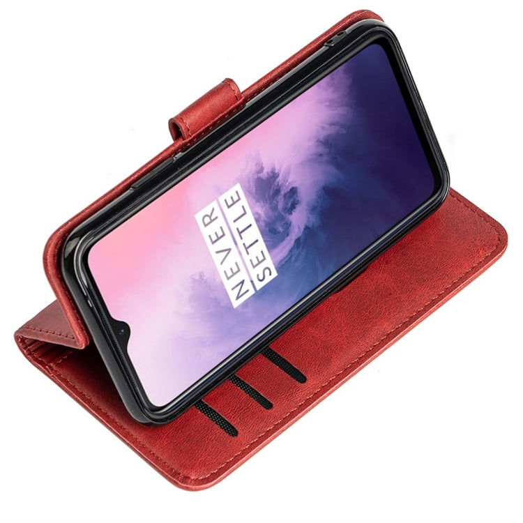 For OnePlus 7 Calfskin Texture Horizontal Flip Leather Case with Holder & Card Slots