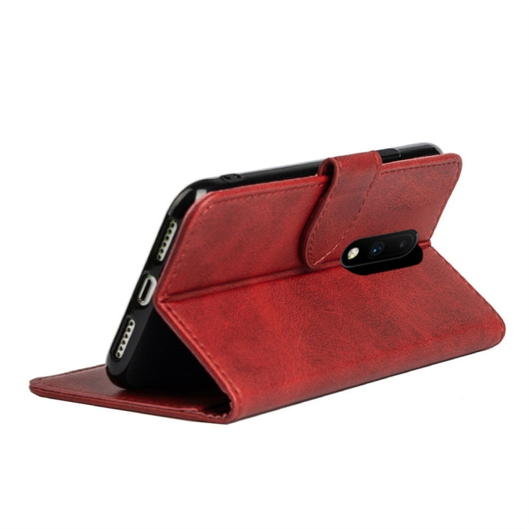 For OnePlus 7 Calfskin Texture Horizontal Flip Leather Case with Holder & Card Slots