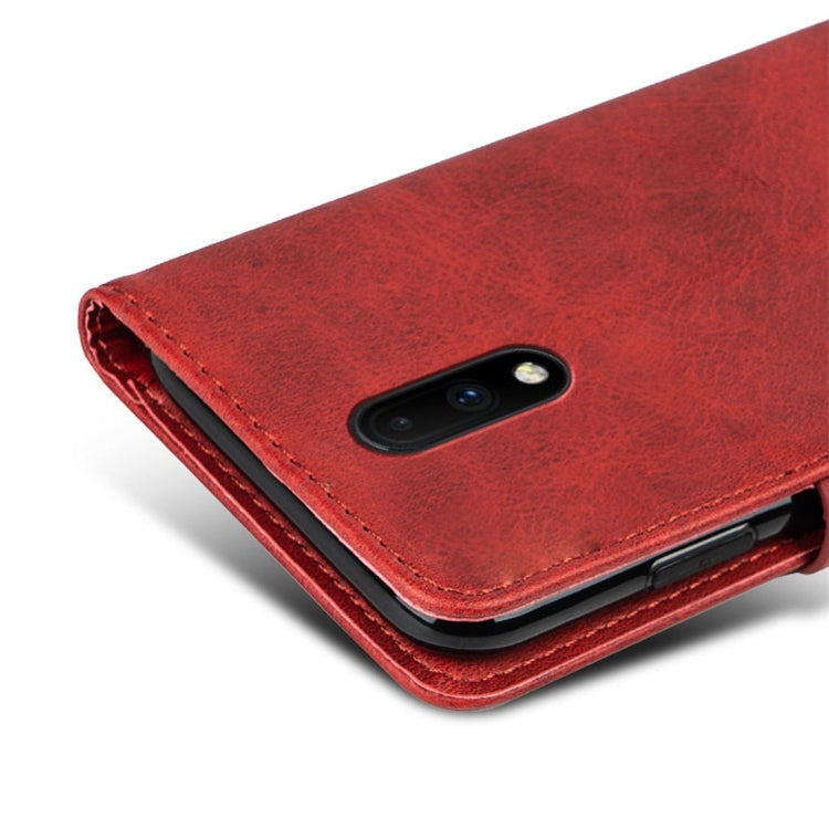 For OnePlus 7 Calfskin Texture Horizontal Flip Leather Case with Holder & Card Slots