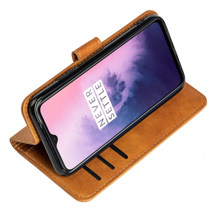 For OnePlus 7 Calfskin Texture Horizontal Flip Leather Case with Holder & Card Slots