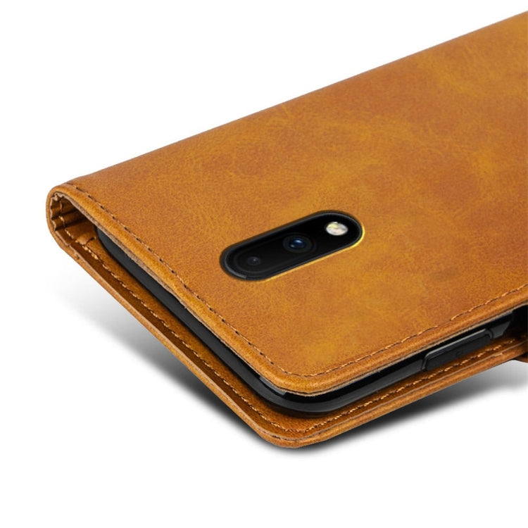 For OnePlus 7 Calfskin Texture Horizontal Flip Leather Case with Holder & Card Slots