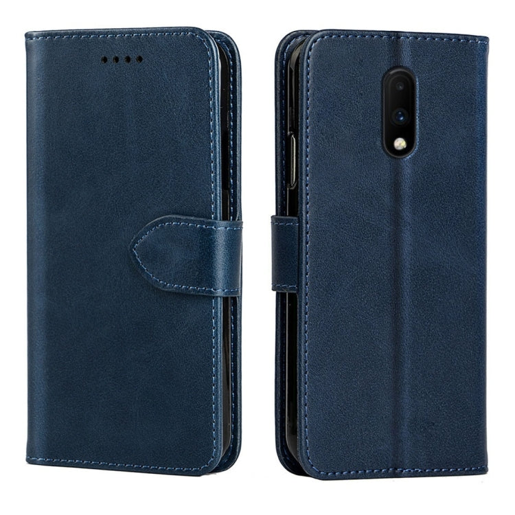 For OnePlus 7 Calfskin Texture Horizontal Flip Leather Case with Holder & Card Slots