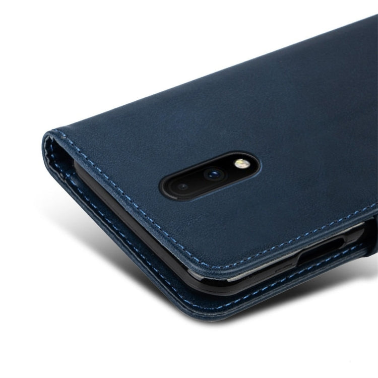 For OnePlus 7 Calfskin Texture Horizontal Flip Leather Case with Holder & Card Slots