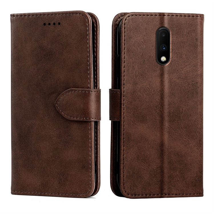 For OnePlus 7 Calfskin Texture Horizontal Flip Leather Case with Holder & Card Slots