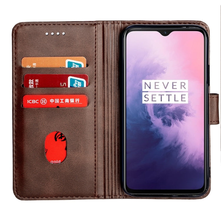 For OnePlus 7 Calfskin Texture Horizontal Flip Leather Case with Holder & Card Slots