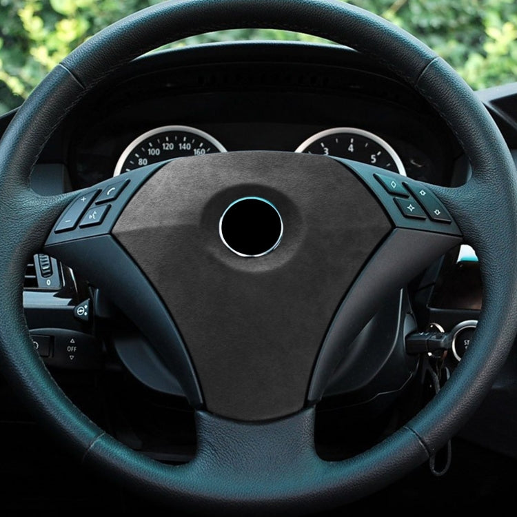 Car Suede Wrap Steering Wheel Decorative Cover for BMW E60 5 Series 2003-2012 Low-level Configuration Version, Left and Right Drive Universal