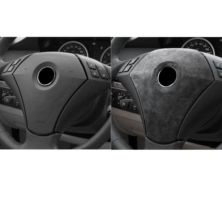 Car Suede Wrap Steering Wheel Decorative Cover for BMW E60 5 Series 2003-2012 Low-level Configuration Version, Left and Right Drive Universal