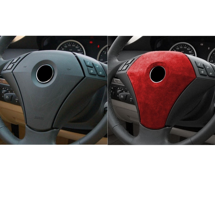 Car Suede Wrap Steering Wheel Decorative Cover for BMW E60 5 Series 2003-2012 Low-level Configuration Version, Left and Right Drive Universal