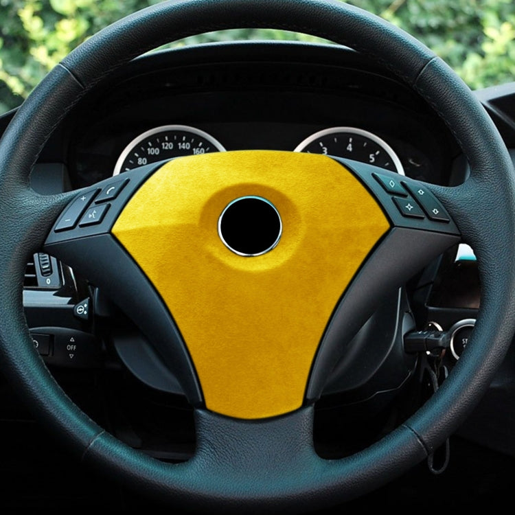 Car Suede Wrap Steering Wheel Decorative Cover for BMW E60 5 Series 2003-2012 Low-level Configuration Version, Left and Right Drive Universal