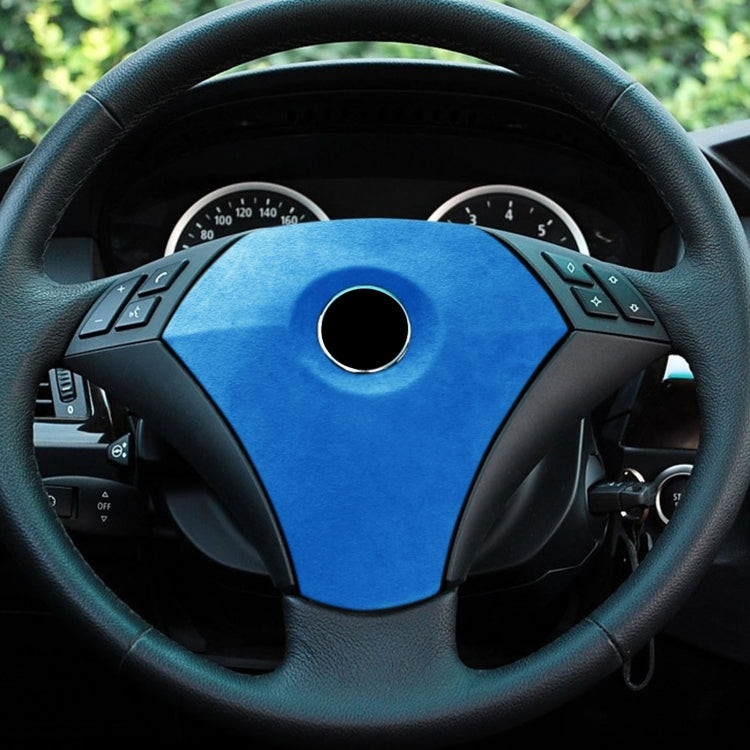 Car Suede Wrap Steering Wheel Decorative Cover for BMW E60 5 Series 2003-2012 Low-level Configuration Version, Left and Right Drive Universal