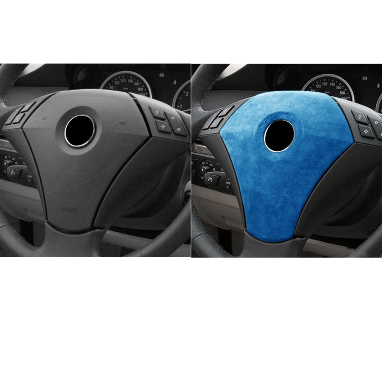 Car Suede Wrap Steering Wheel Decorative Cover for BMW E60 5 Series 2003-2012 Low-level Configuration Version, Left and Right Drive Universal