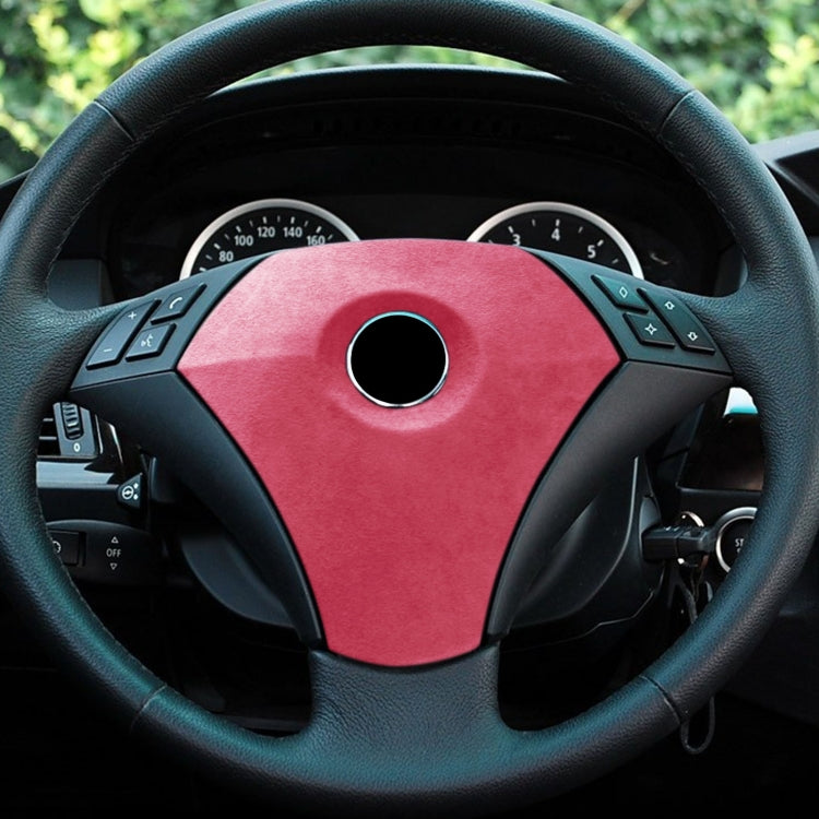 Car Suede Wrap Steering Wheel Decorative Cover for BMW E60 5 Series 2003-2012 Low-level Configuration Version, Left and Right Drive Universal