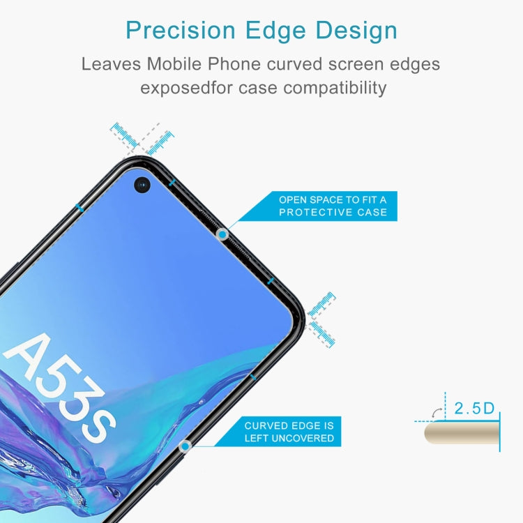 50 PCS 0.26mm 9H 2.5D Tempered Glass Film For OPPO A53s 5G