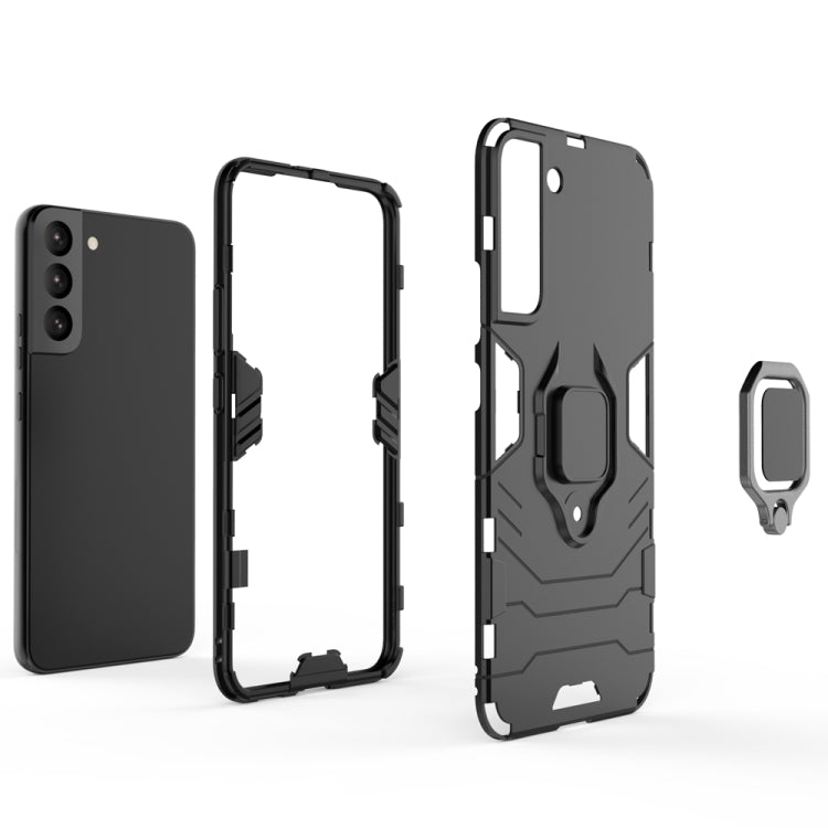 For Samsung Galaxy S22+ 5G PC + TPU Shockproof Protective Phone Case with Magnetic Ring Holder