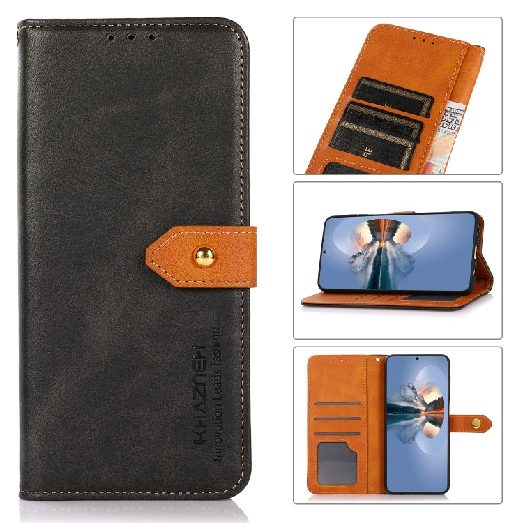 For Samsung Galaxy A33 5G KHAZNEH Dual-color Cowhide Texture Leather Phone Case