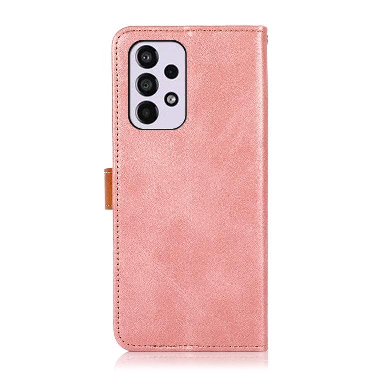For Samsung Galaxy A33 5G KHAZNEH Dual-color Cowhide Texture Leather Phone Case