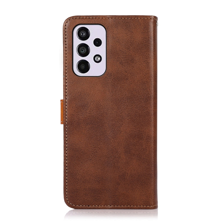 For Samsung Galaxy A33 5G KHAZNEH Dual-color Cowhide Texture Leather Phone Case