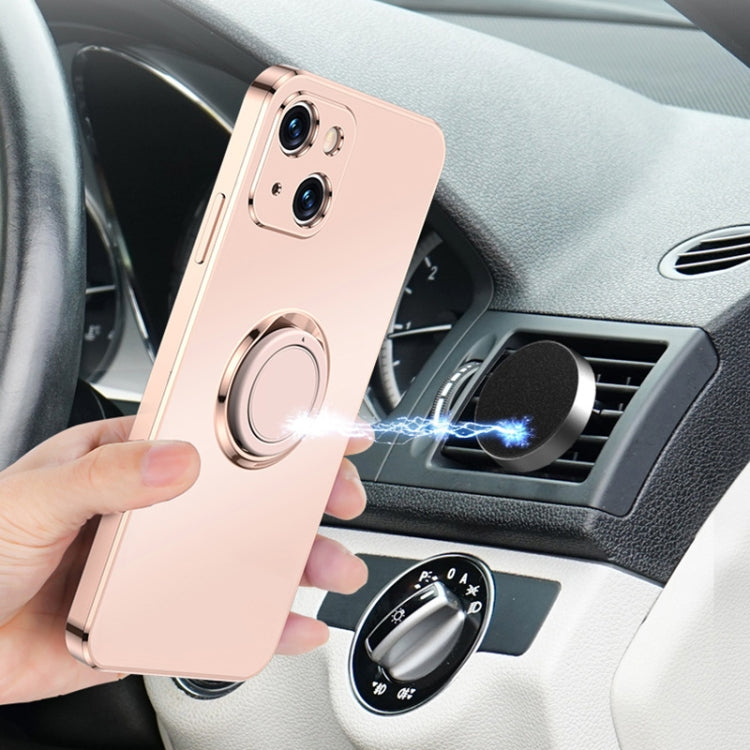 For iPhone 13 mini Electroplated Frosted TPU Ring Holder Phone Case