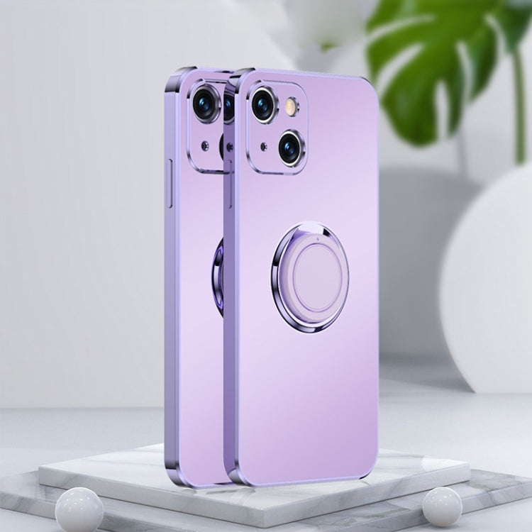 For iPhone 13 Electroplated Frosted TPU Ring Holder Phone Case