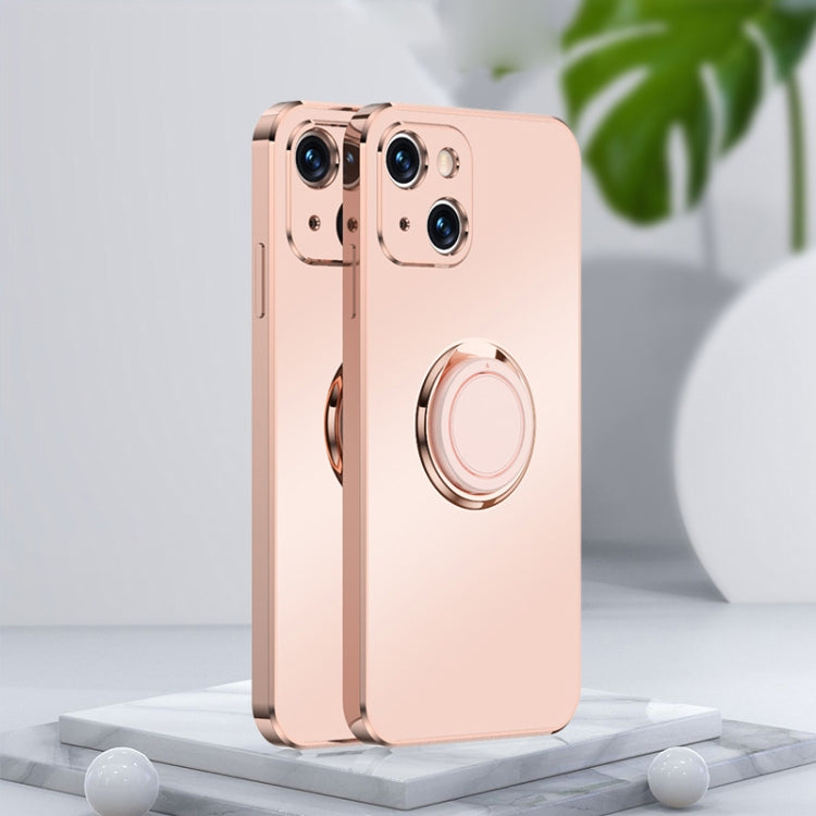 For iPhone 13 Electroplated Frosted TPU Ring Holder Phone Case