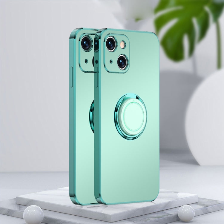 For iPhone 13 Electroplated Frosted TPU Ring Holder Phone Case
