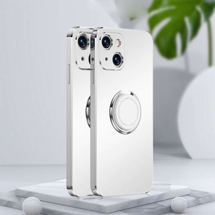 For iPhone 13 Electroplated Frosted TPU Ring Holder Phone Case
