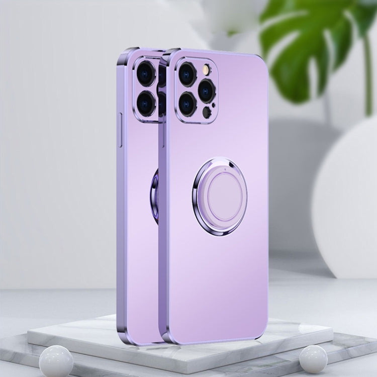 For iPhone 13 Pro Max Electroplated Frosted TPU Ring Holder Phone Case