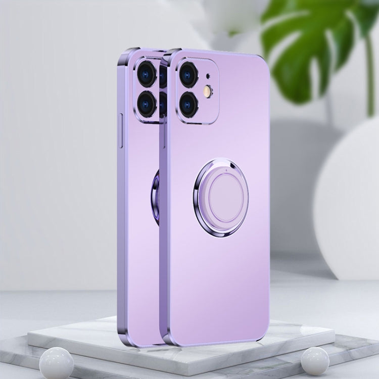 For iPhone 12 Electroplated Frosted TPU Ring Holder Phone Case
